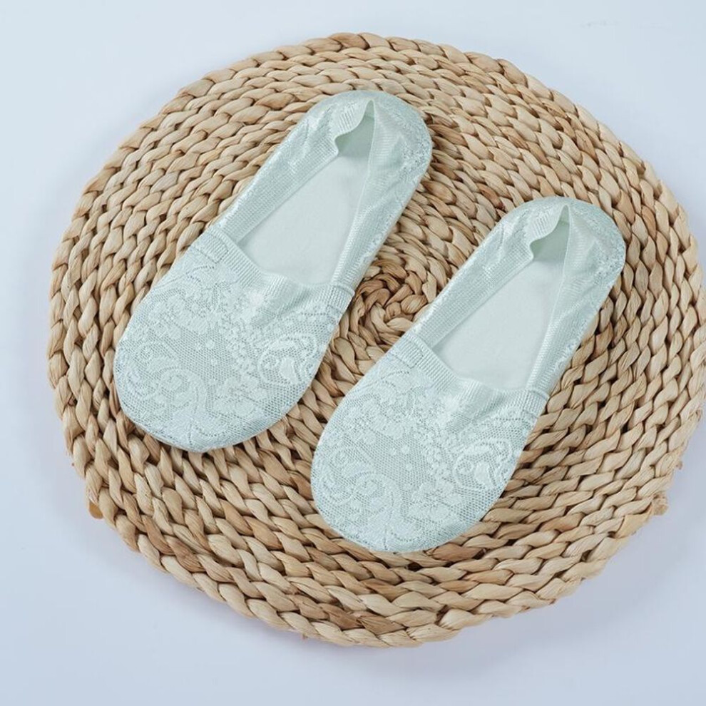 (green) Fashion Women Girls Summer Socks Style Lace Flower Short Sock Antiskid Invisible Ankle