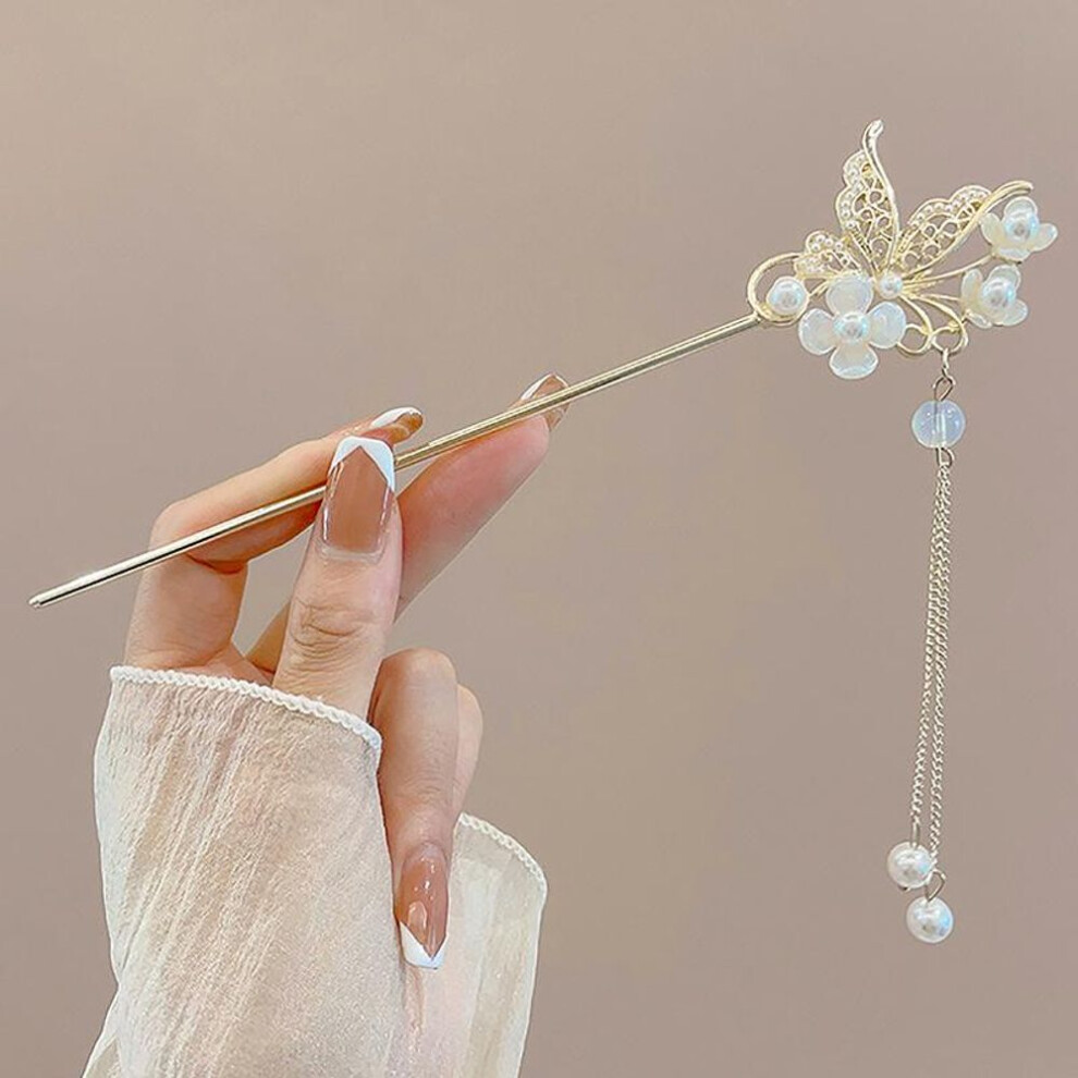 (A2) Classic Chinese Hair Stick Pins For Women Butterfly Flower Star Fresh Handmade Hairpins Charm Jewelry Accessories Hair Ornaments