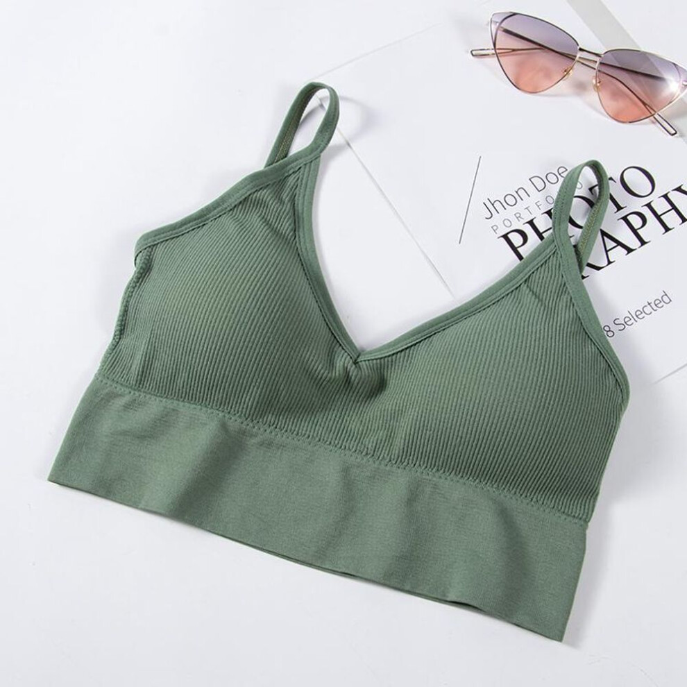 (green, One Size) Tank Crop Top Seamless Underwear Female Crop Tops Sexy Lingerie Intimates With Padded