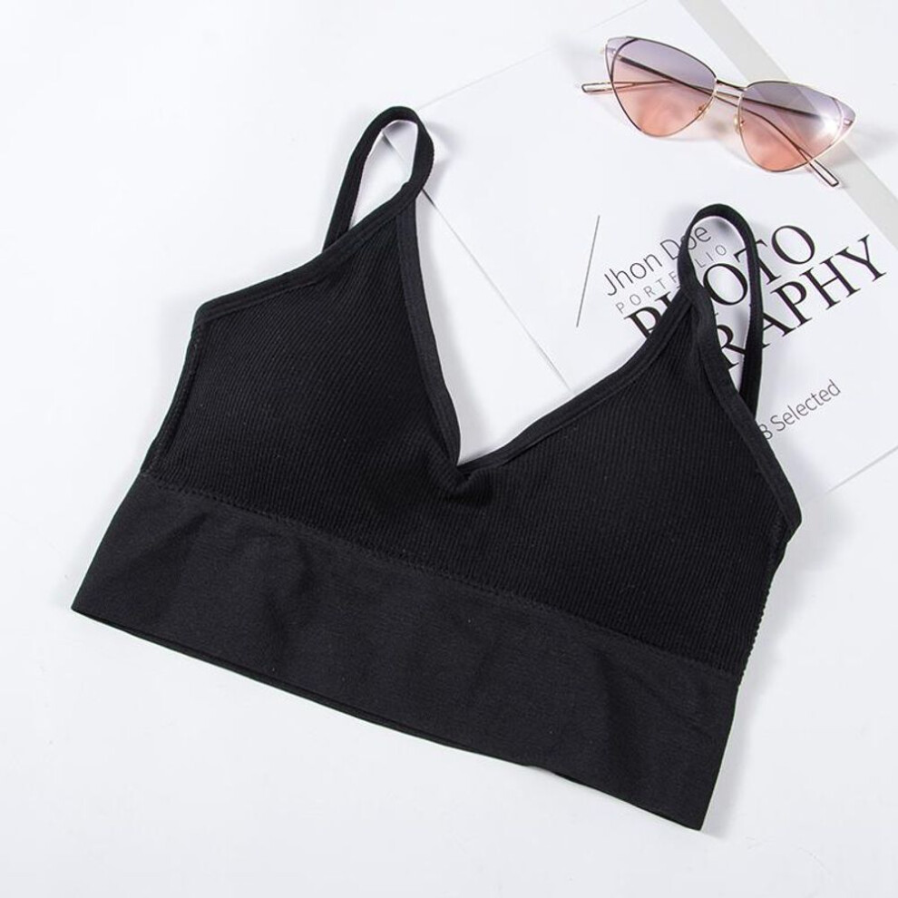 (black, One Size) Tank Crop Top Seamless Underwear Female Crop Tops Sexy Lingerie Intimates With Padded