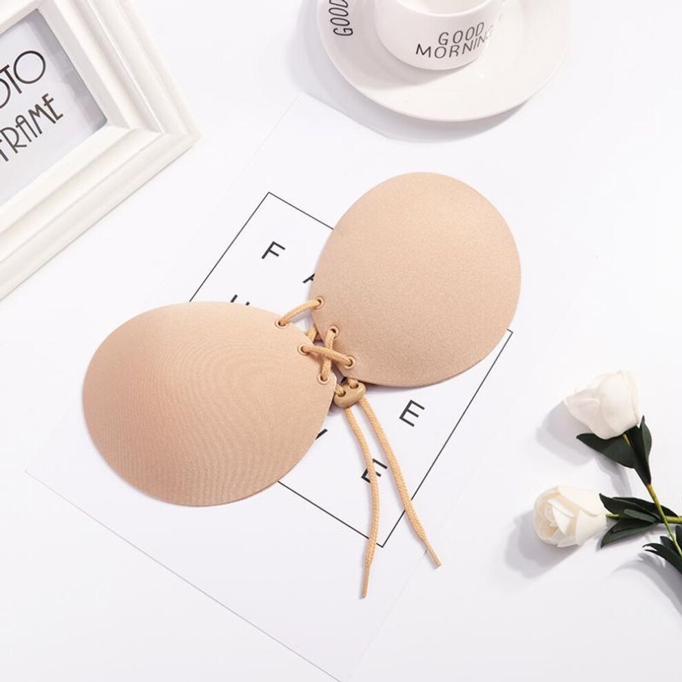 (beige, B) Self Adhesive Strapless Bandage Blackless Solid Bra Stick Gel Silicone Push Up Women's Underwear