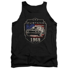 Trevco Sportswear FORD264-TK-4 Ford Mustang 1969 Flag Adult Tank Top, Black - Extra Large