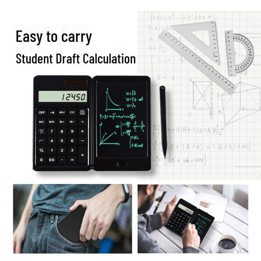 (white) Solar-powered Handwriting & Financial Calculator For Students And Offices - Portable Business Gift