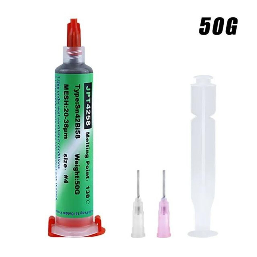 (As The Picture, 50G) Sn42bi58 Smd Welding Paste 138 Low Temperature Lead-Free Syringe No Clean Solder Paste For Iphone Repair Solder Paste 4988715754523