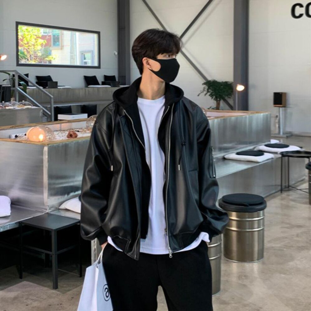 (M) Men's Pu Leather Motorcycle Jacket - Trendy High Street Style (currently Out Of Stock)