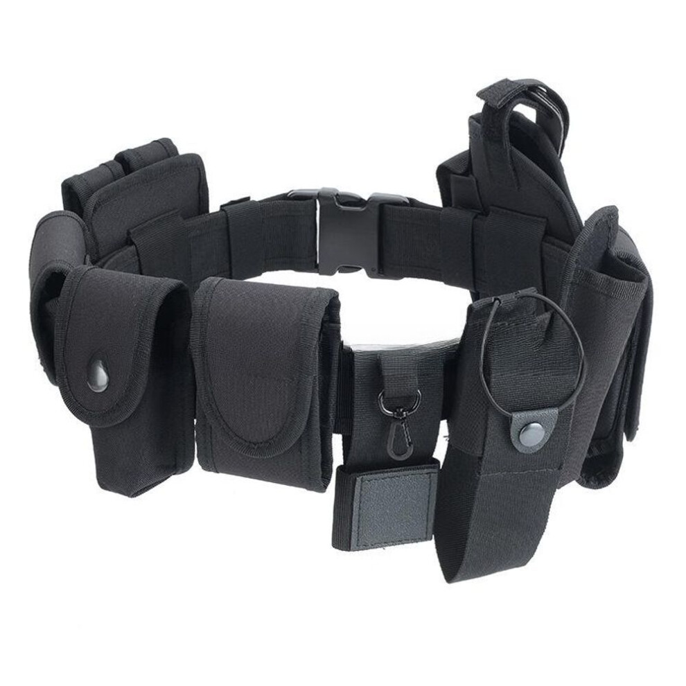 (black) Ten-Piece Tactical Nylon Multifunction Waterproof Waist Belt Set