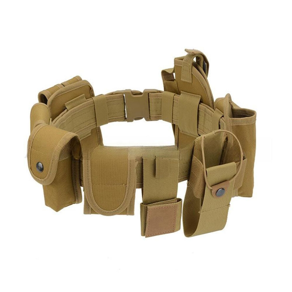 (khaki) Ten-piece Tactical Nylon Multifunction Waterproof Waist Belt Set