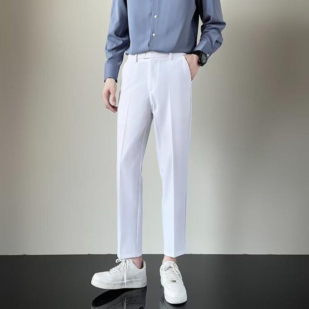 (white, 36) "Men's Nine-Point Suit Trousers: Spring/Autumn Style, Straight Cut, Formal & Casual Wear