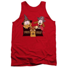 Trevco Sportswear GAR315-TK-5 Garfield Trick or Treat Adult Tank Top, Red - 2X