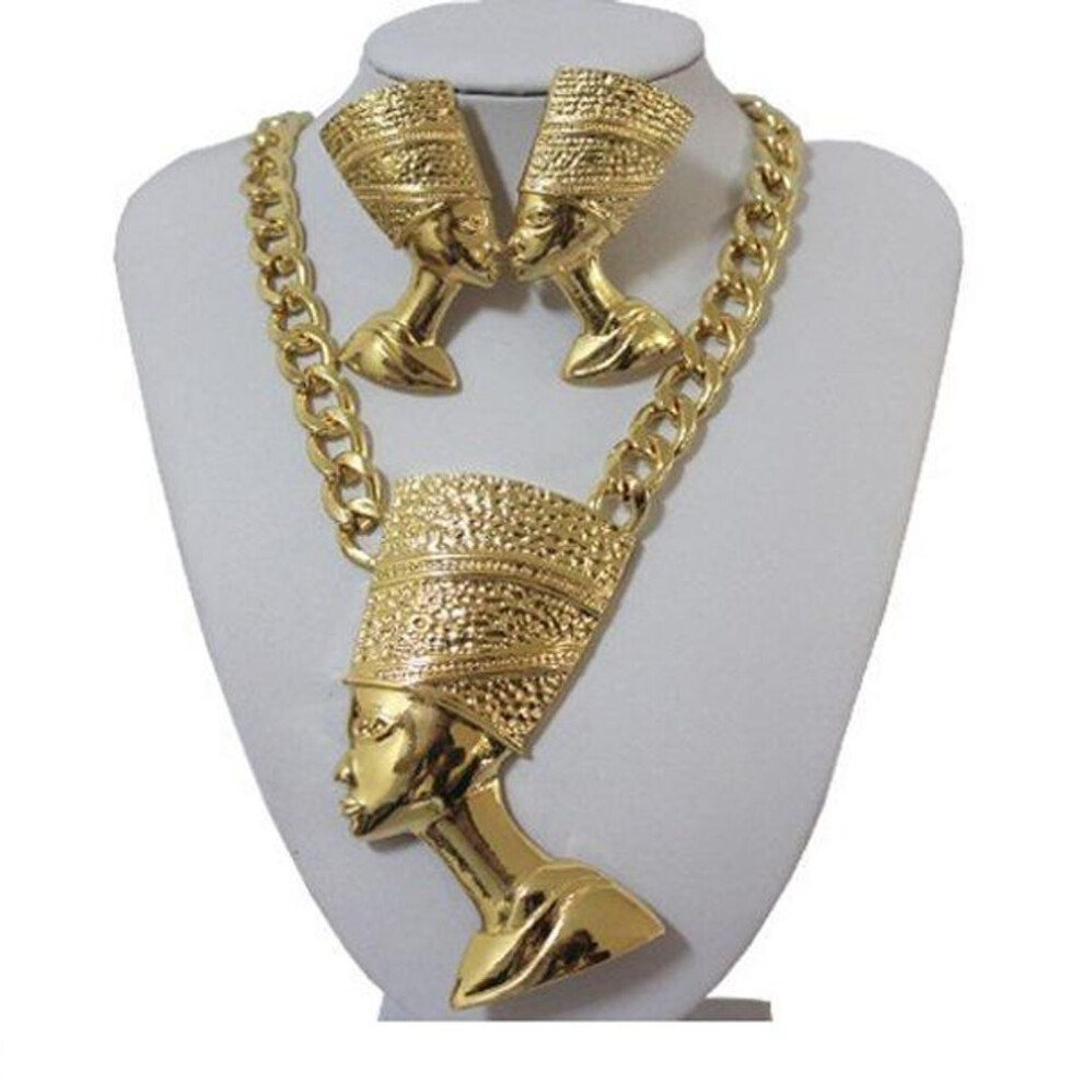 Exaggerated European-American Jewelry: Alloy Necklace/Chain Set, Inspired by Egyptian Pharaohs' Noble Power
