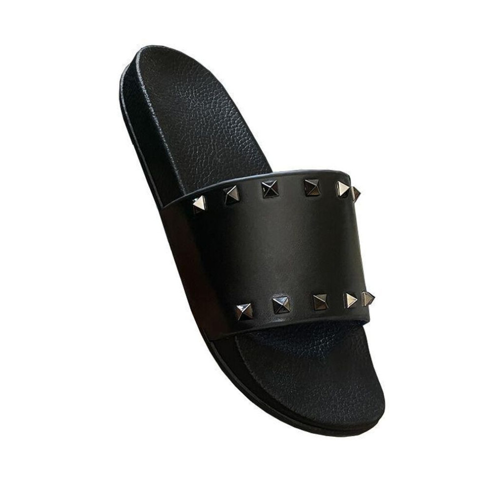 (black, 45) "handmade Rivet Pointed-toe Slippers: Unisex Outdoor Mule Sandals, New Style, Flat European & American Design