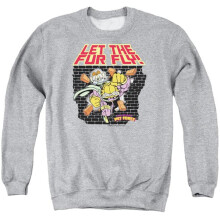 Trevco Sportswear GAR433-AS-4 Garfield Let The Fur Fly Adult Crewneck Sweatshirt, Athletic Heather - Extra Large