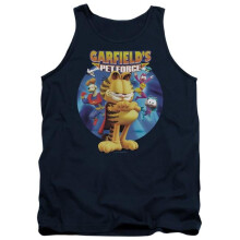 Trevco Sportswear GAR435-TK-3 Garfield Dvd Art Adult Tank Top, Navy - Large