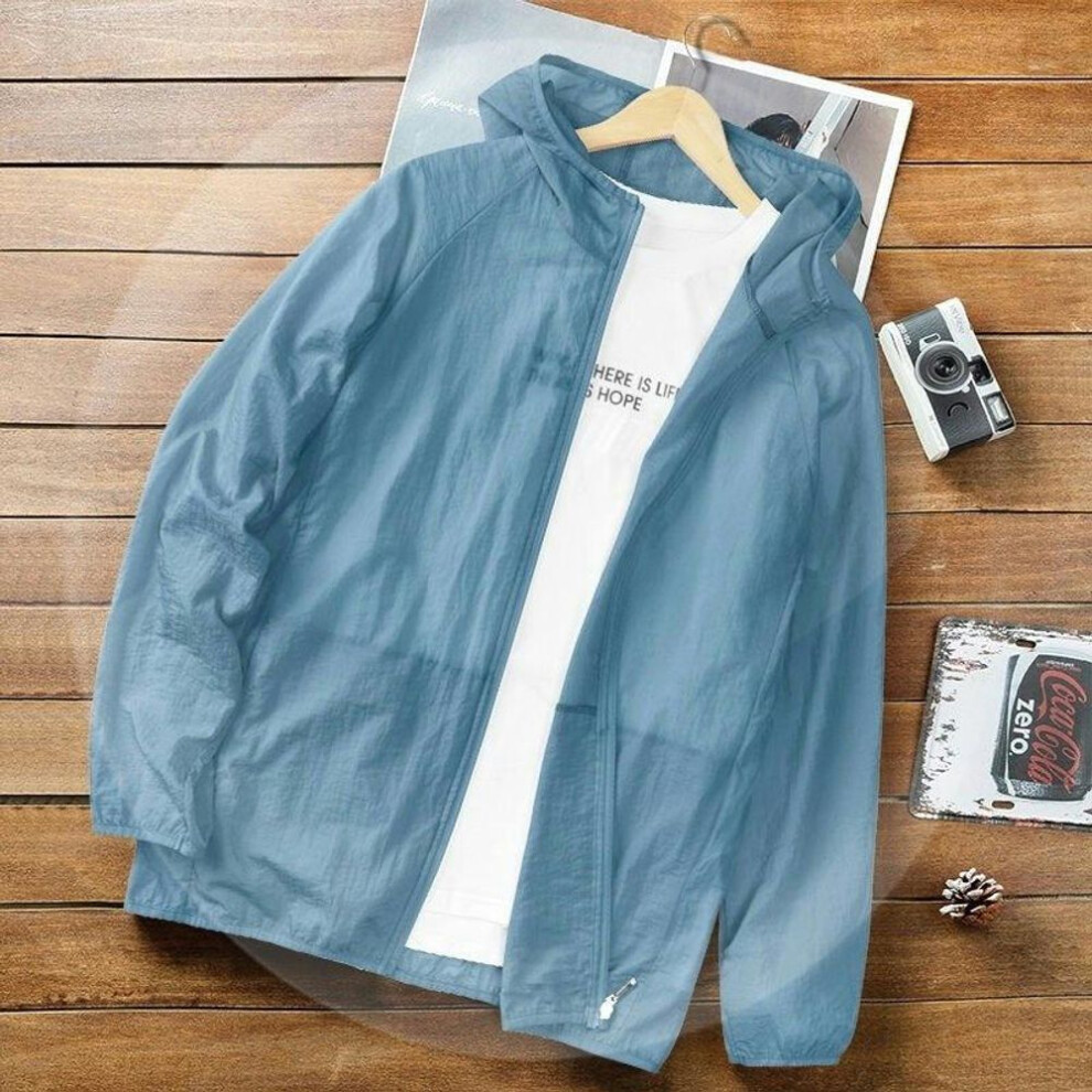 (blue, M) Men's 2023 Summer Ice Silk Sun Protection Jacket - Lightweight, Breathable Outdoor Cardigan