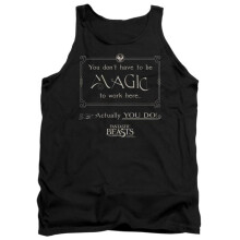 Trevco Sportswear WB227-TK-2 Fantastic Beasts Magic to Work Here Adult Tank Top, Black - Medium