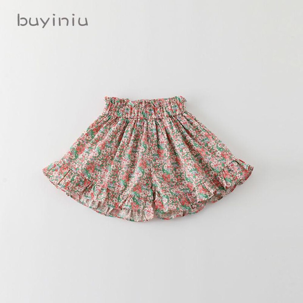 (pink, 130) "2025 Summer Floral Shorts for Baby Girls - Trendy, Versatile, Stylish Design