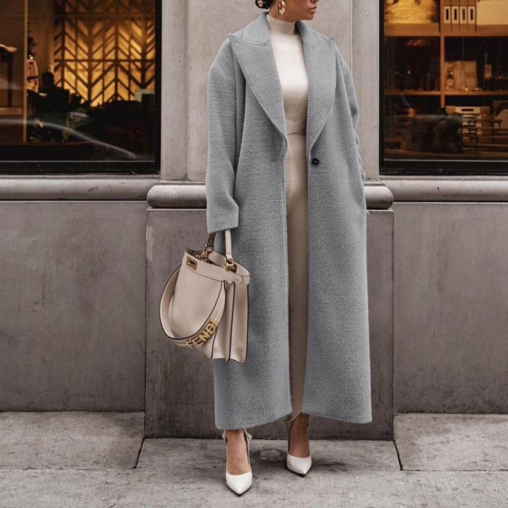 (gray, M) "2025 European and American Women's Plush Long-Sleeve Lapel Jacket for Autumn/Winter
