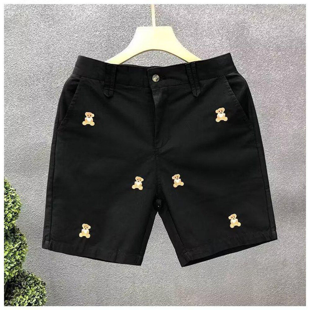 (black, M) 2023 Men's Slim Embroidered Summer Shorts - Trendy & Casual 5-Point Pants