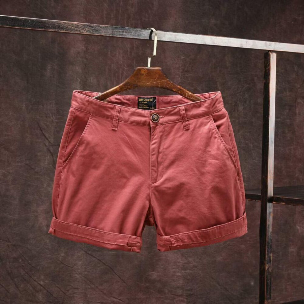 (red, 30) Trendy Korean Style Men's Summer Work Shorts - Loose, Casual, and Versatile.