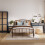Bordeaux Blue Dressing Table - Rattan Front, Gold Handles, 2 Drawers 4