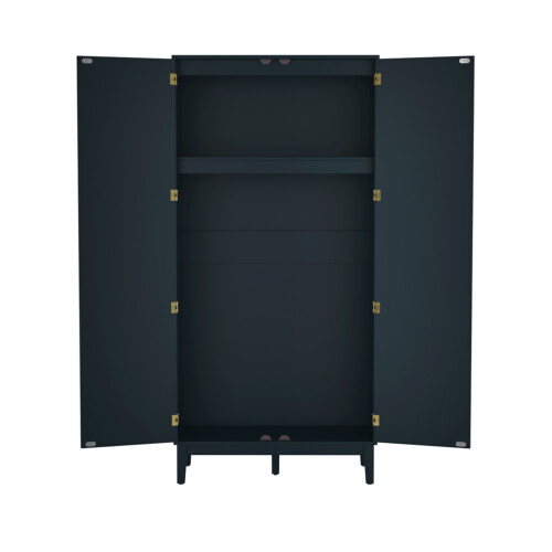 Bordeaux Blue 2-Door Wardrobe - Rattan Front, Gold Handle, 2 Pcs 2
