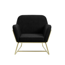 Charles Black Velvet Armchair, Relaxed Seating with Brushed Gold Legs