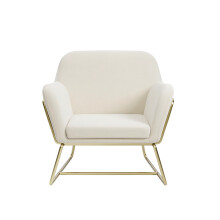 Charles Cream Velvet Armchair, Relaxed Seating with Brushed Gold Legs