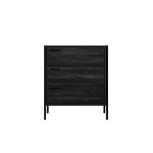 Hoxton Black 3 Drawer Chest with Matt Black Frame & Wood Effect Finish