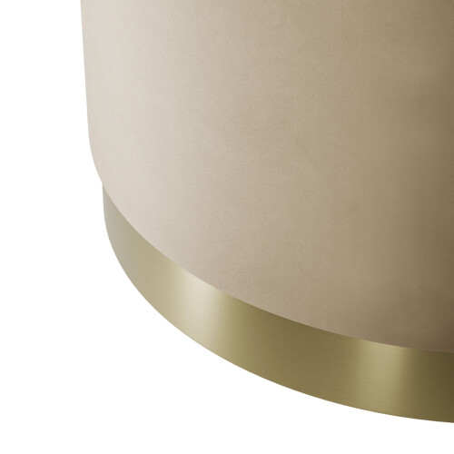 Lara Beige Velvet Pouffe - Large Multiuse Design, Brushed Gold Base 1