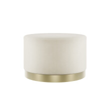 Lara Cream Velvet Pouffe - Large Multiuse Design, Brushed Gold Base