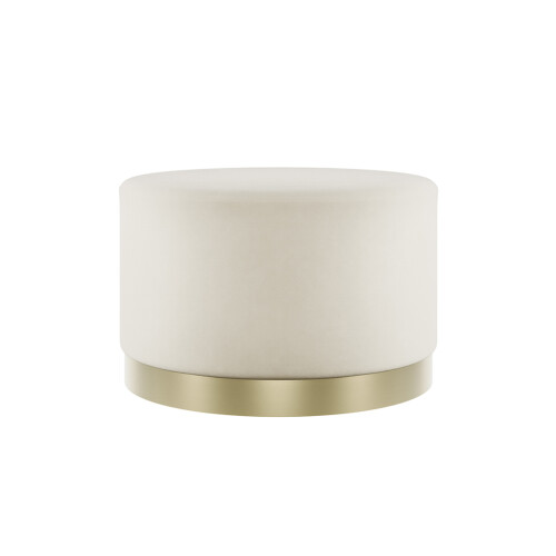 Lara Cream Velvet Pouffe - Large Multiuse Design, Brushed Gold Base
