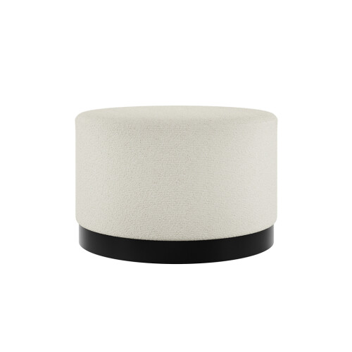 Lara Ivory Boucle Pouffe - Large Multiuse Design, Matte Black Base