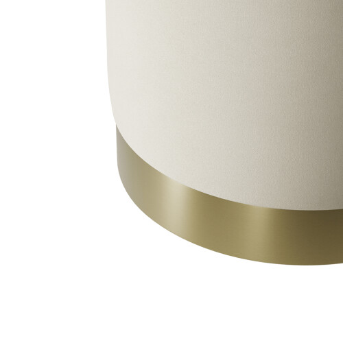 Lara Cream Velvet Pouffe - Small Multiuse Design, Brushed Gold Base 1