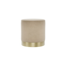 Lara Beige Velvet Pouffe - Small Multiuse Design, Brushed Gold Base