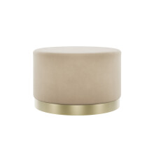 Lara Beige Velvet Pouffe - Large Multiuse Design, Brushed Gold Base