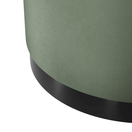 Lara Sage Velvet Pouffe - Large Multiuse Design, Matte Black Base 1