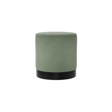 Lara Sage Velvet Pouffe - Small Multiuse Design, Matte Black Base