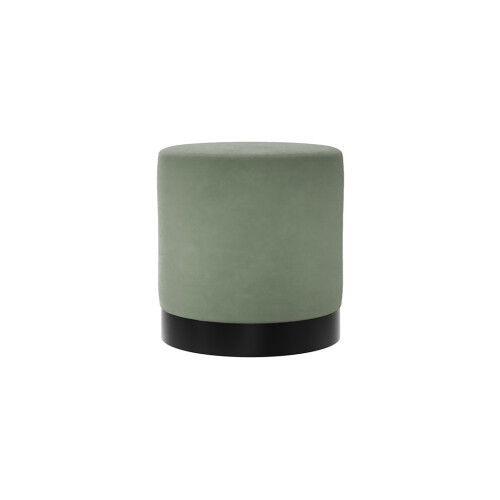 Lara Sage Velvet Pouffe - Small Multiuse Design, Matte Black Base