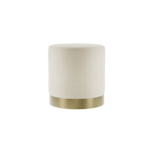 Lara Cream Velvet Pouffe - Small Multiuse Design, Brushed Gold Base