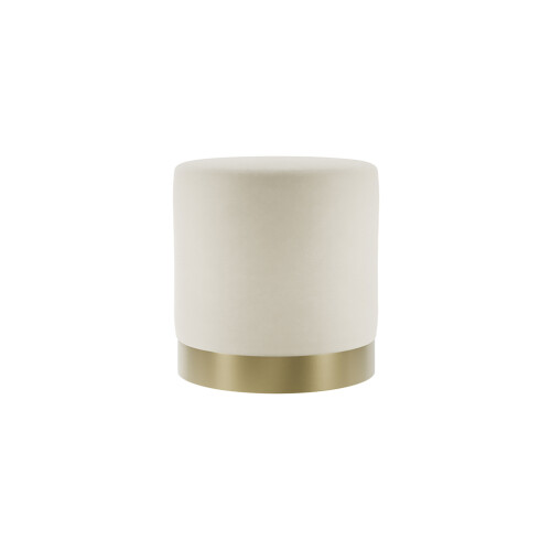 Lara Cream Velvet Pouffe - Small Multiuse Design, Brushed Gold Base