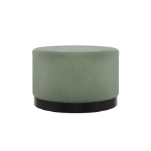 Lara Sage Velvet Pouffe - Large Multiuse Design, Matte Black Base