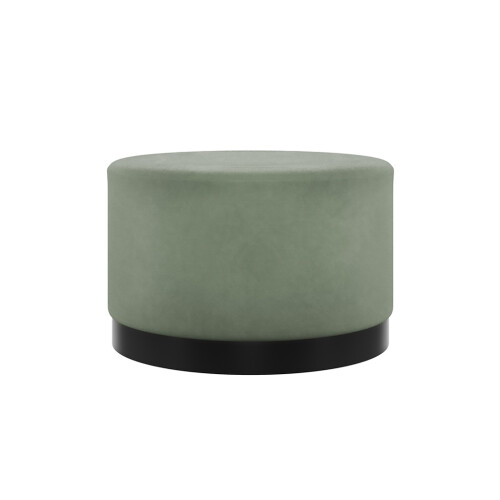 Lara Sage Velvet Pouffe - Large Multiuse Design, Matte Black Base