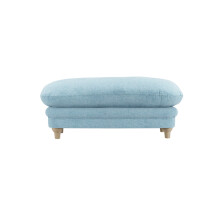 Plumpton Footstool, Duck Egg Blue Chenille with Brown Wooden Legs