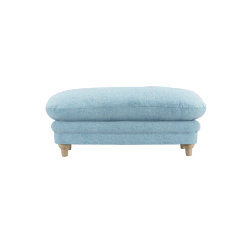 Plumpton Footstool, Duck Egg Blue Chenille with Brown Wooden Legs