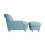 Plumpton Footstool, Duck Egg Blue Chenille with Brown Wooden Legs 4