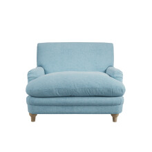 Plumpton Chair, Duck Egg Blue Chenille Fabric with Oak Wooden Legs
