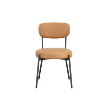 Smith Dining Chairs, Caramel PU Padded Seat with Metal Legs (Set of 2)