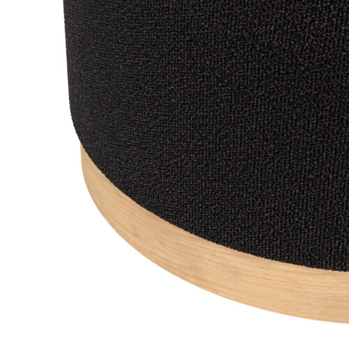Lara Black Boucle Pouffe - Large Multiuse Design, Blonde Oak Base 1