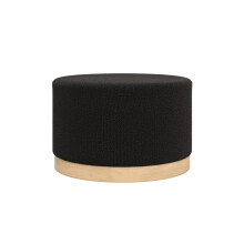 Lara Black Boucle Pouffe - Large Multiuse Design, Blonde Oak Base