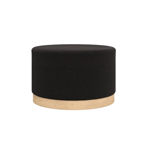 Lara Black Boucle Pouffe - Large Multiuse Design, Blonde Oak Base